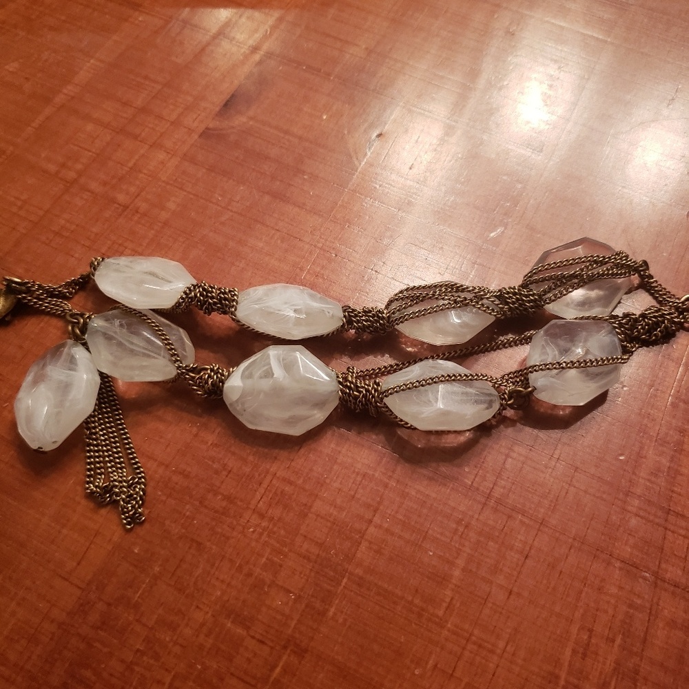 Talbots antique gold finish bracelet w/ lt blue